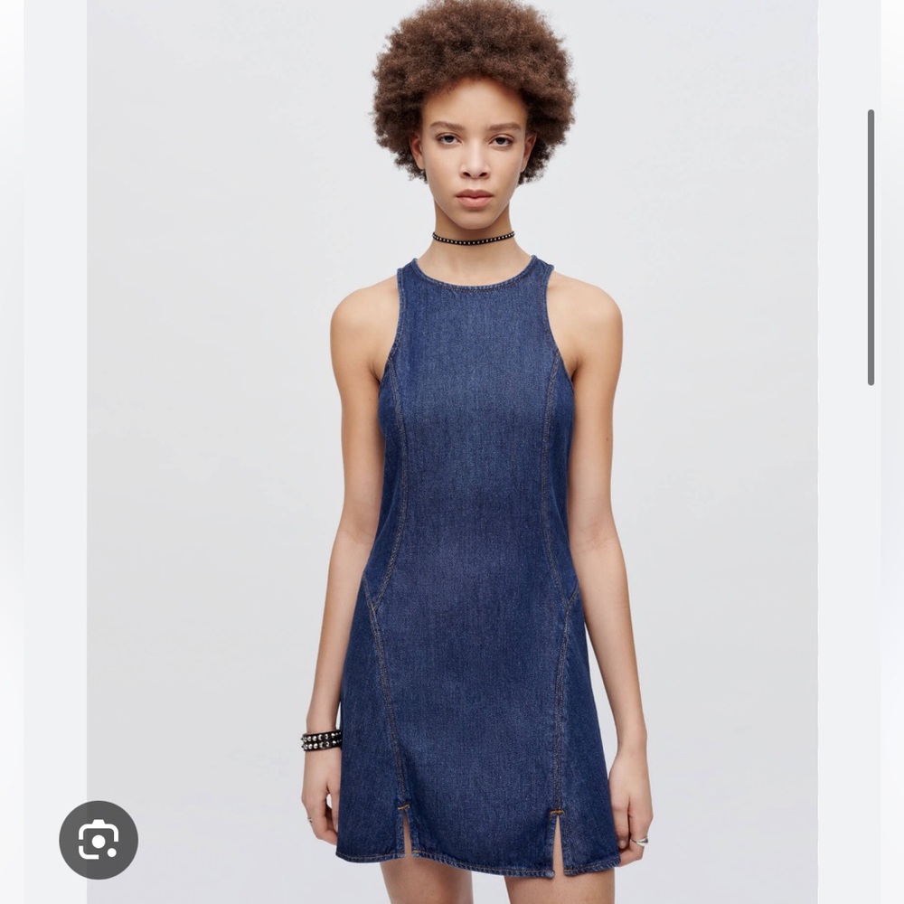 Re/done split front racer mini fortune dress